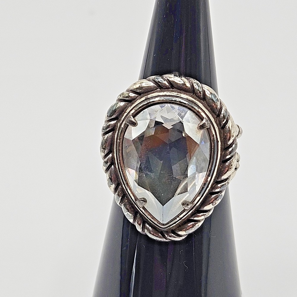 Brighton Clear Teardrop Ring Statement Cocktail Rope Size 6